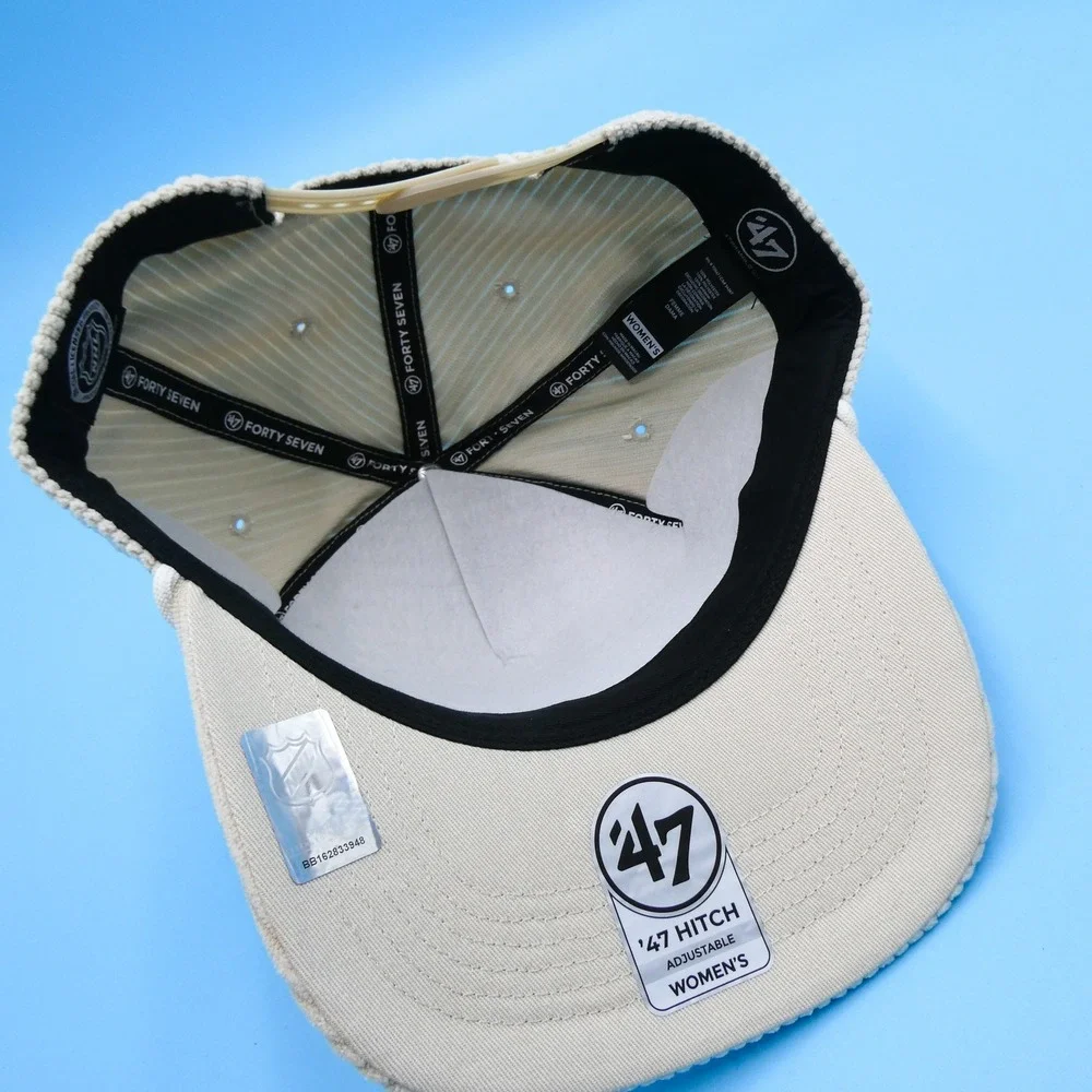 '47 Brand Hat Womens One Size Hitch Boston‎ Bruins Cream Corduroy Snapback Cap